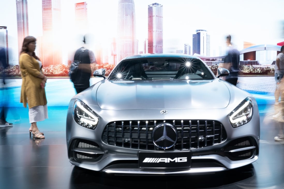 A Mercedes-AMG GT Coupe is displayed at the International Auto Show in Shenzhen, China, on Saturday. The city’s government said last week it will increase the number of licence plates to boost car sales in the city. Photo: Shutterstock