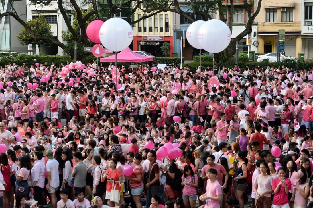 Singapore’s Pink Dot rally, which started in 2009, has attracted large crowds despite a backlash from conservative groups in a state where protests are strictly controlled. File photo: AFP