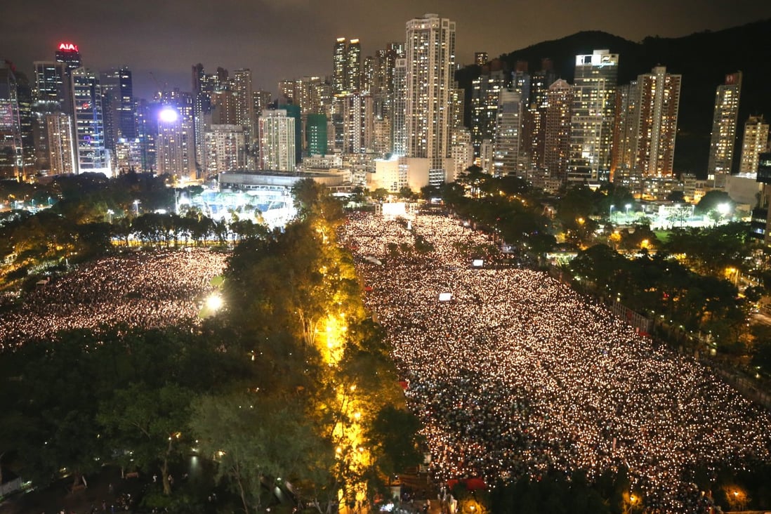 Tens of thousands gather in Victoria Park. Photo: Winson Wong