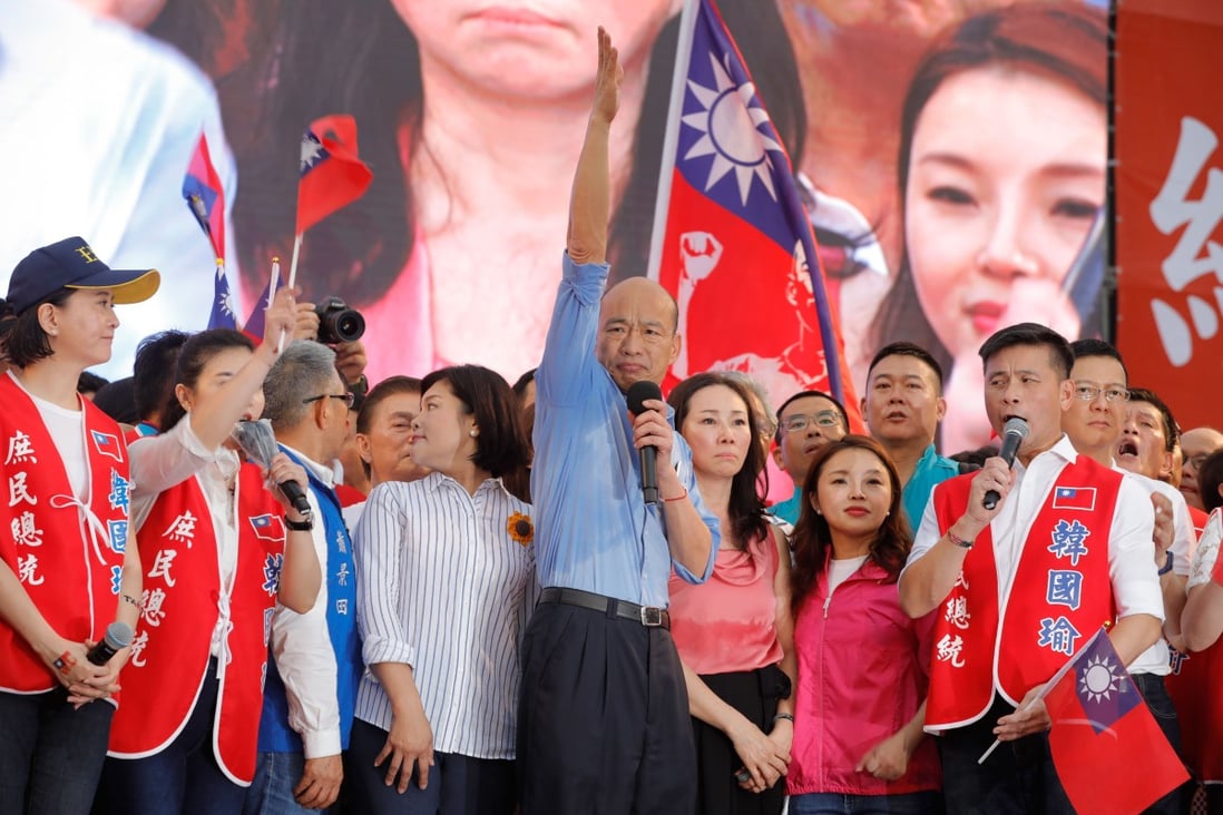 Taiwan presidential candidate Han Kuo-yu is joined by about 150,000 supporters at a rally in Taipei on Saturday. Photo: AFP