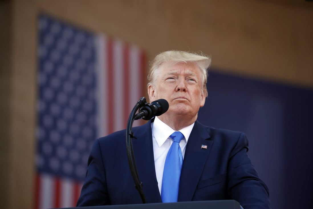 US President Donald Trump during a ceremony to commemorate the 75th anniversary of D-Day in Normandy, France on Thursday. Photo: AP