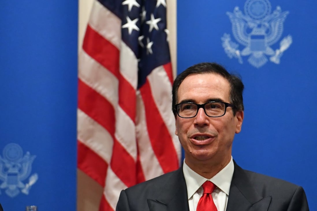 US Treasury Secretary Steven Mnuchin says Beijing’s non-intervention in foreign exchange markets might be the reason for the decrease in the value of the yuan. Photo: EPA-EFE