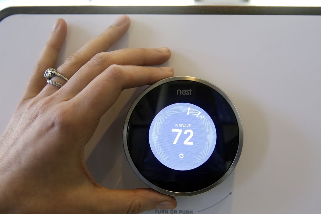The Nest Learning Thermostat on display in San Francisco in 2015. Photo: AP