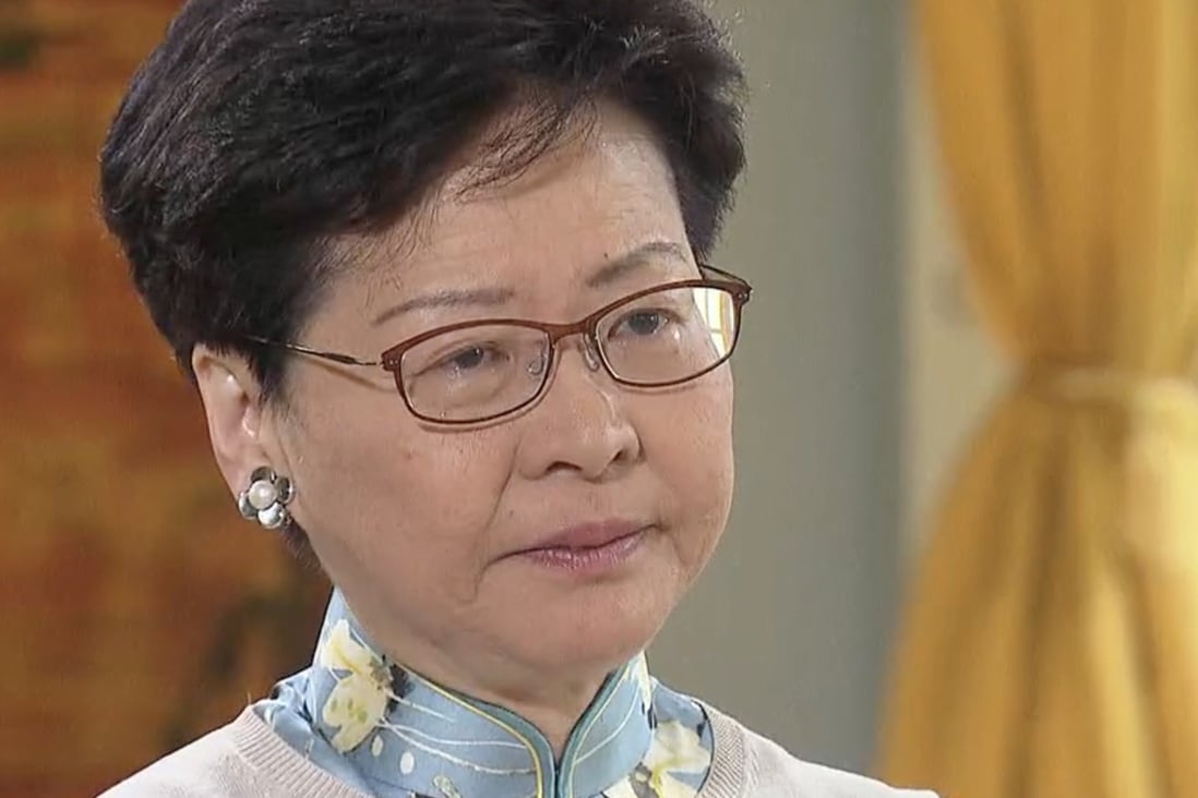 A tearful Carrie Lam said her love for Hong Kong had prompted her to make many personal sacrifices. Photo: TVB screengrab