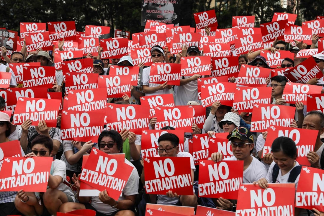 Hundreds of thousands of protesters attended a rally against the controversial extradition bill on Sunday. Photo: AFP