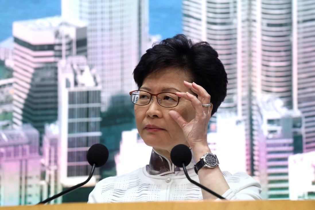 Chief Executive Carrie Lam announced the suspension of the extradition bill during a 75-minute press briefing. Photo: K.Y. Cheng