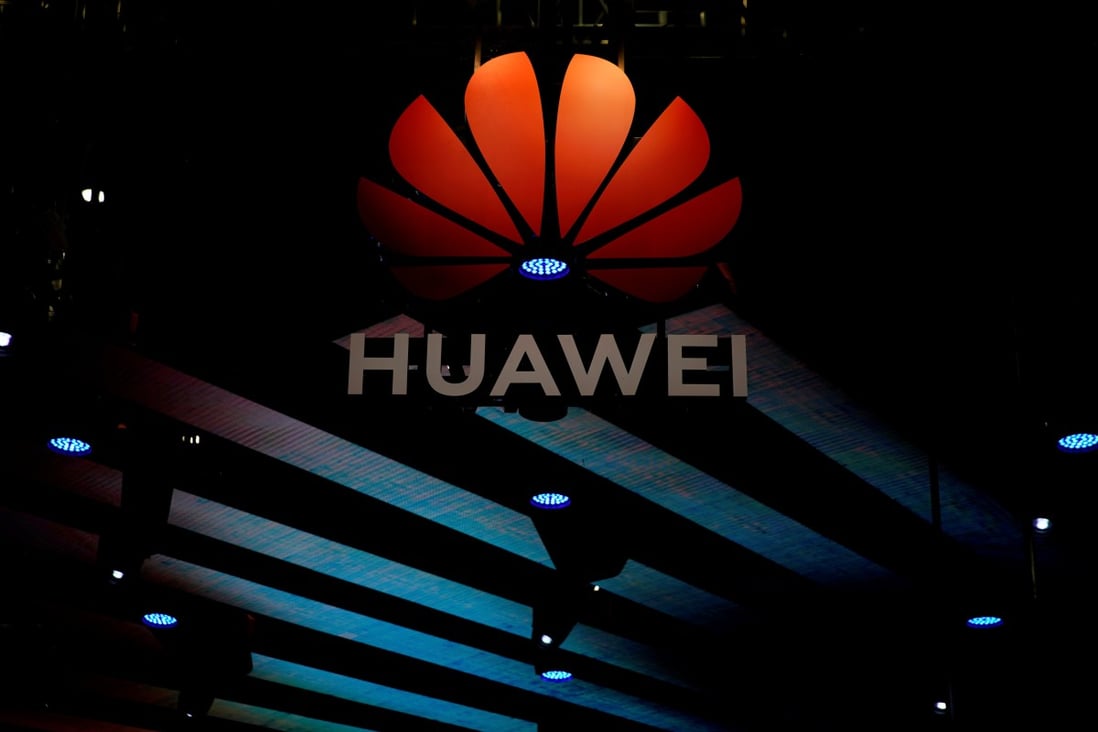 A Huawei logo at the Shanghai car show in April. Photo: Reuters