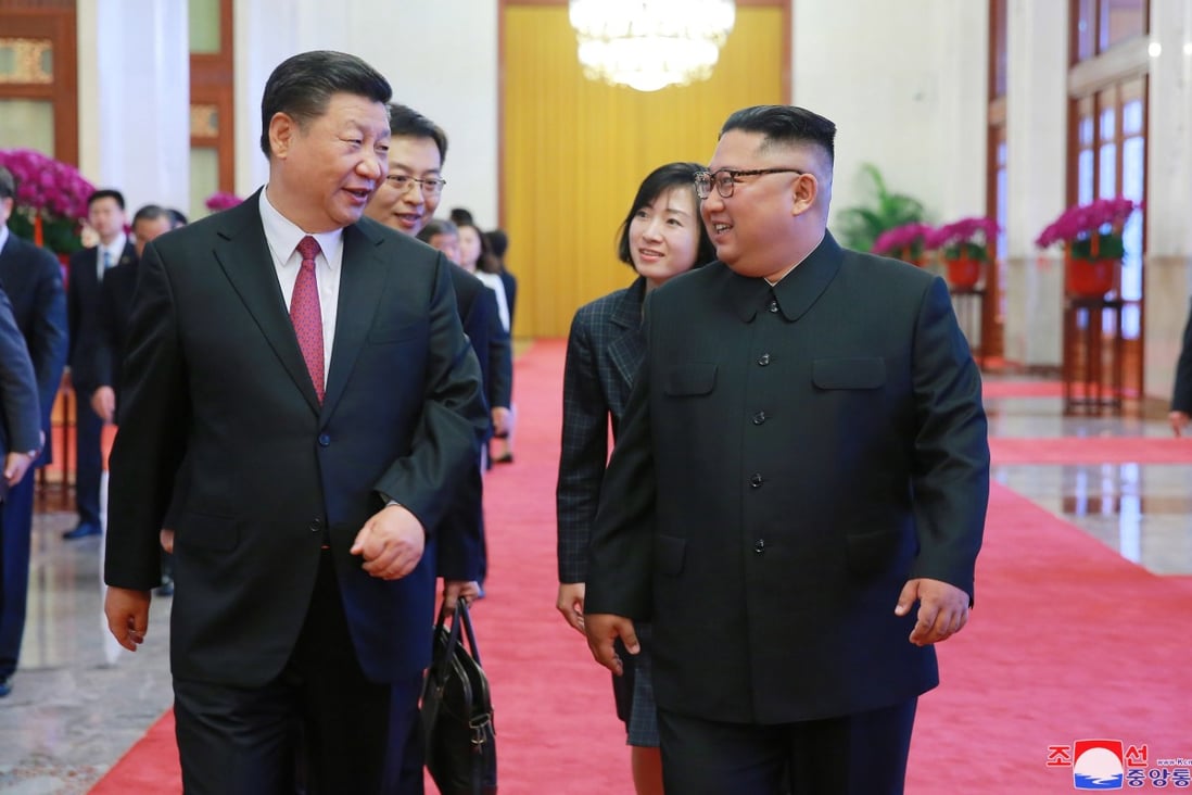 Xi Jinping and Kim Jong-un in Beijing in June last year. Photo: EPA-EFE/KCNA
