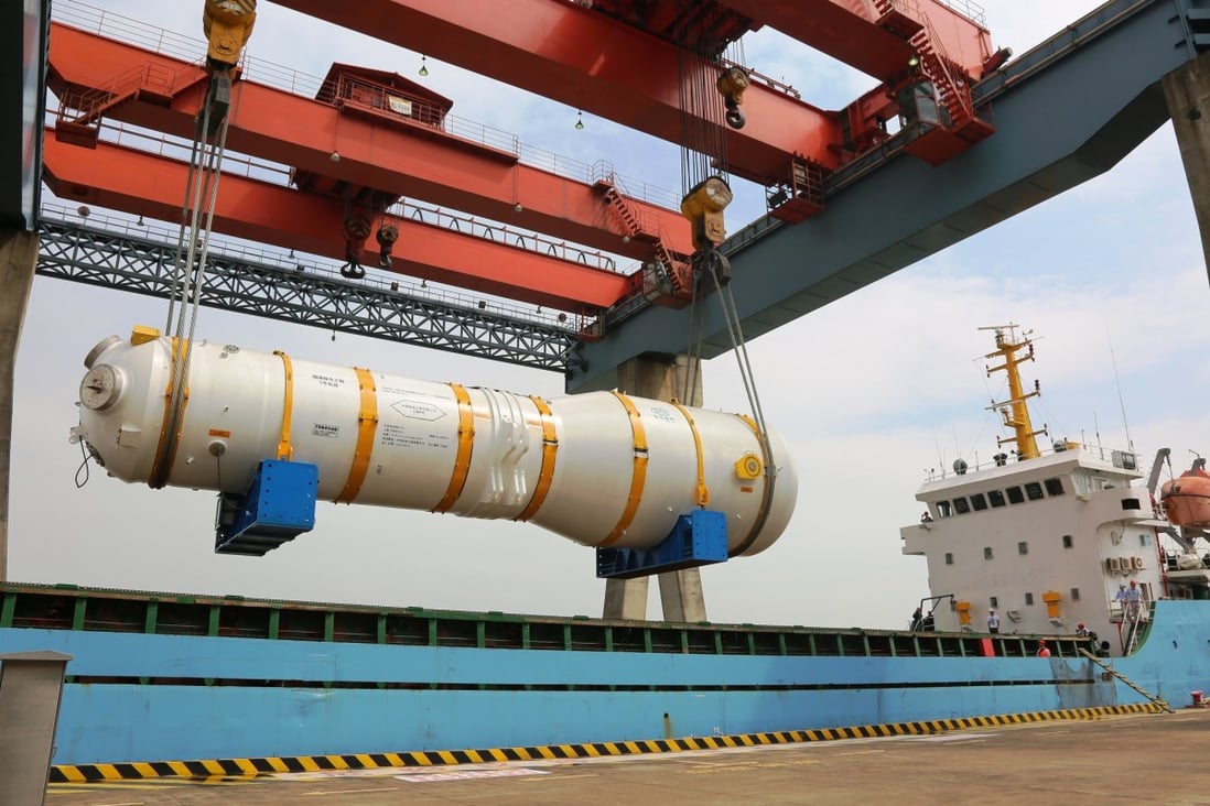 A Hualong One ZH-65 steam generator, part of China’s home-grown nuclear technology which it is hoping to export as part of its Belt and Road Initiative. Photo: Xinhua
