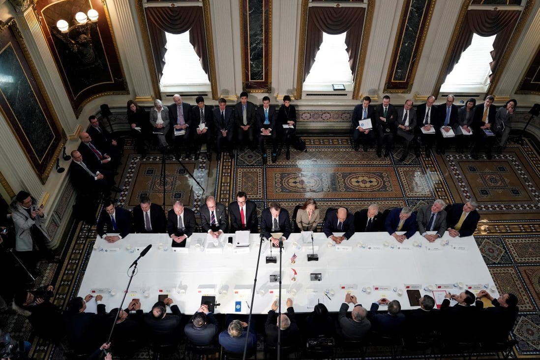 Negotiating teams meeting at the White House in Washington ahead of trade talks in February. Photo: Reuters