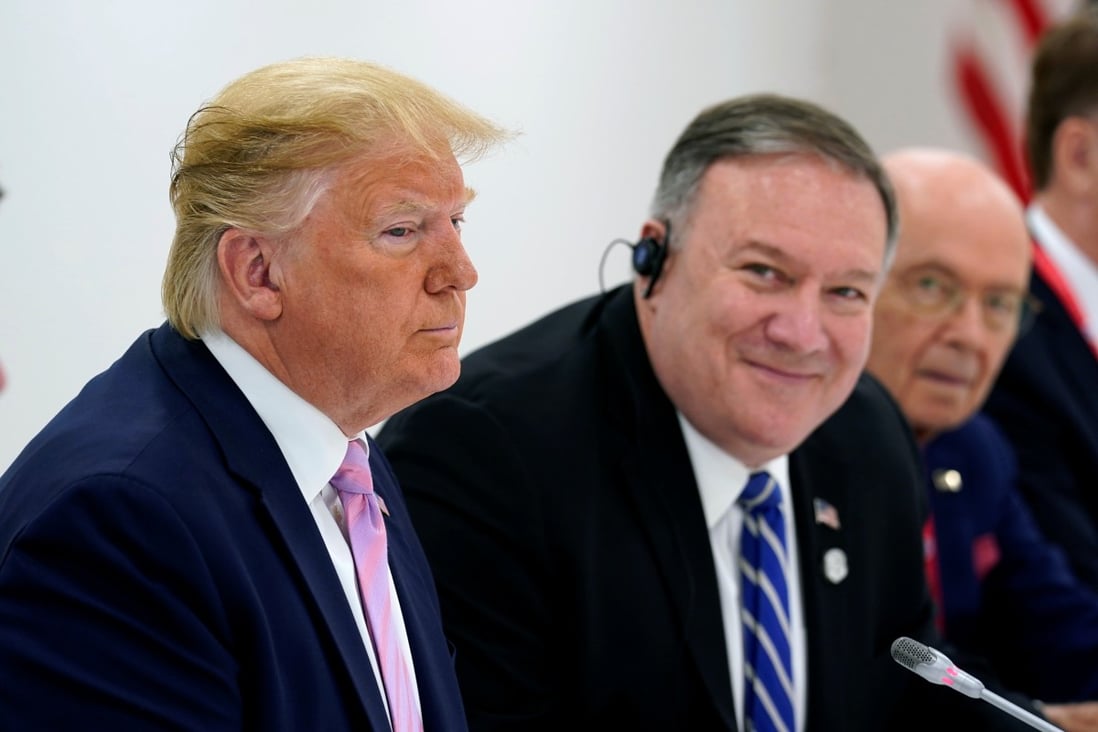The US team for Donald Trump’s meeting with Xi Jinping is likely to be full of China hawks, like Secretary of State Mike Pompeo (second right). Photo: Reuters