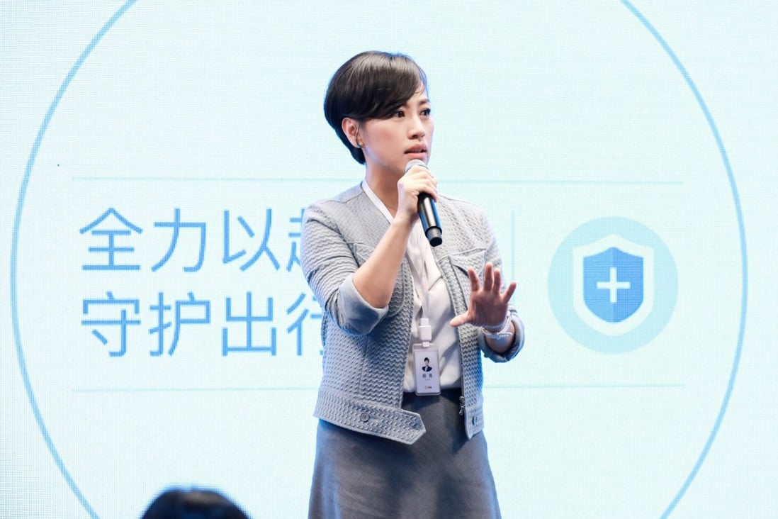 Jean Liu Qing, president of Chinese ride-hailing giant Didi Chuxing, speaks at a press briefing on user safety in Beijing on July 2, 2019. Photo: Handout