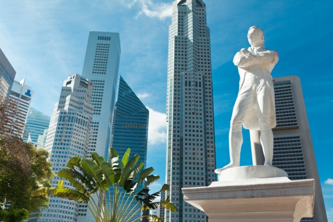 A key figure in Singapore’s history: statue of Stamford Raffles in downtown Singapore. Photo: Shutterstock