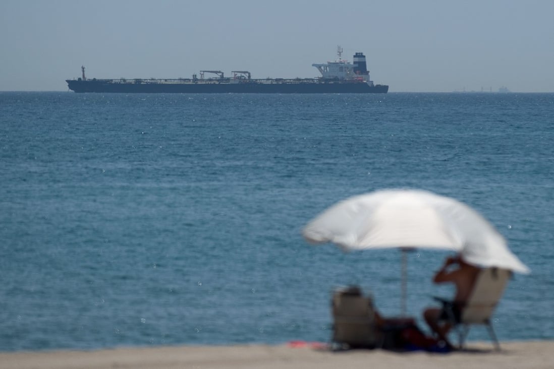 A supertanker carries oil to Syria off the coast of Gibraltar. Photo: AFP