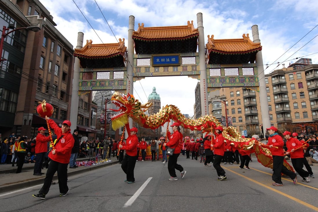 Dragon dancers take part in the Lunar New Year parade in Vancouver’s Chinatown in 2014. The event is organised each year by the Chinese Benevolent Association of Vancouver. Photo: Xinhua