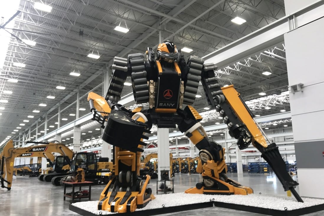 The Transformer-like ‘Traxx’, which has been adapted from an excavator, at Sany America’s headquarters in Peachtree City, Georgia. Sany said Traxx is displayed during big conferences and events. Photo: Yujing Liu