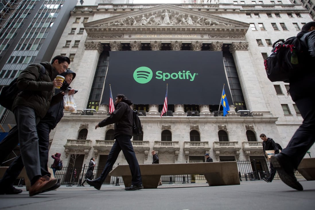 Listed on the New York Stock Exchange a year ago, Spotify reached 100 million paying subscribers in the first quarter of 2019 but has still struggled with profitability. Photo: Bloomberg