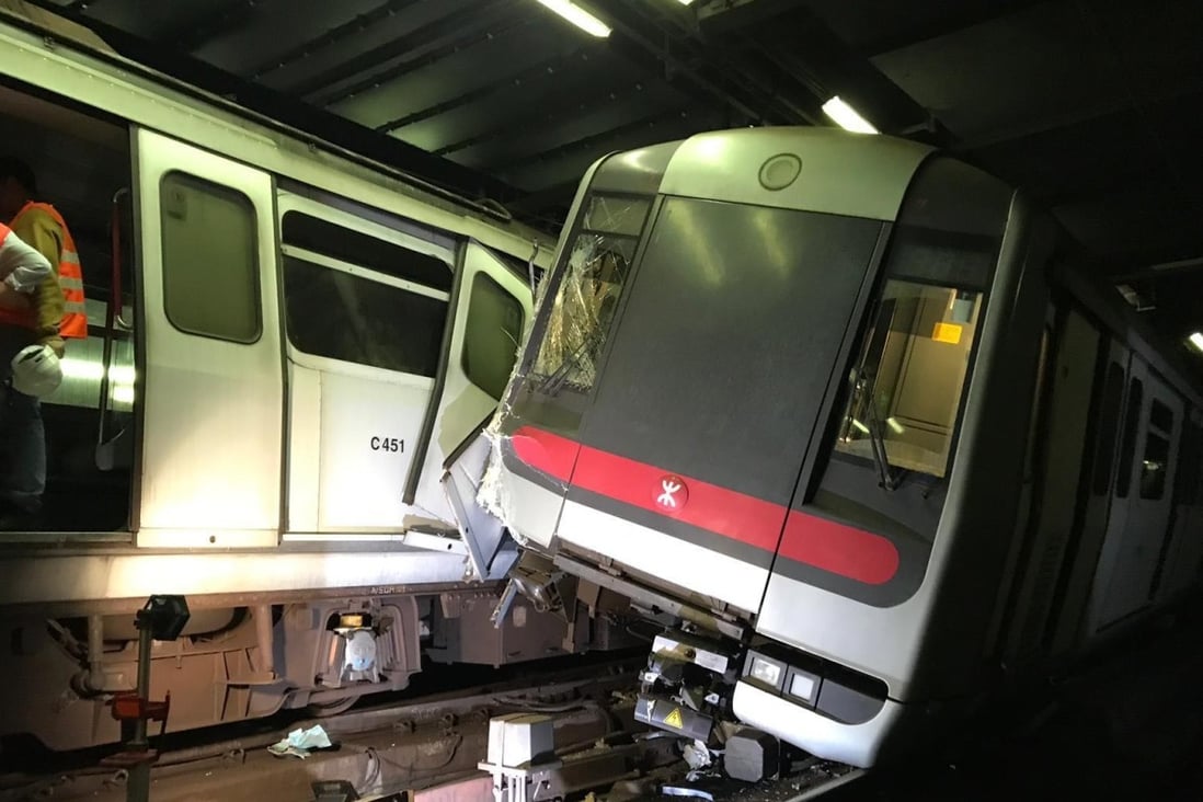 Two trains collided during an overnight trial run of a new signalling system. Photo: Handout