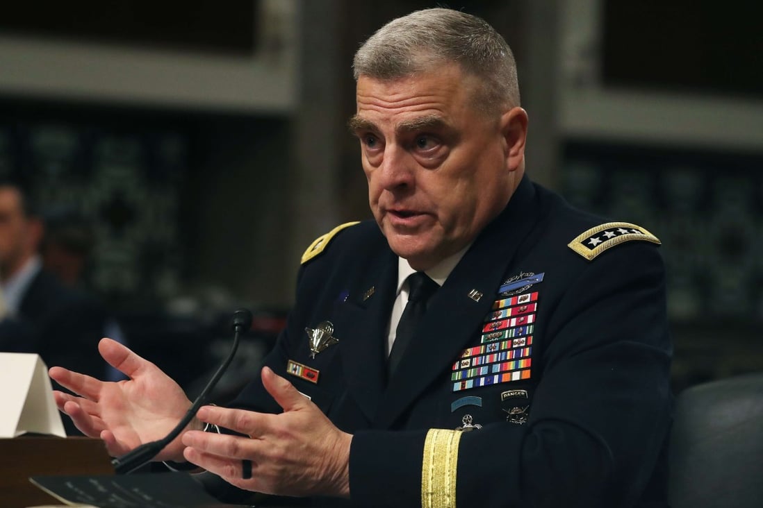 US Army General Mark Milley testifies before the Senate Armed Services Committee on his nomination to be chairman of the Joint Chiefs of Staff on Thursday. Photo: AFP