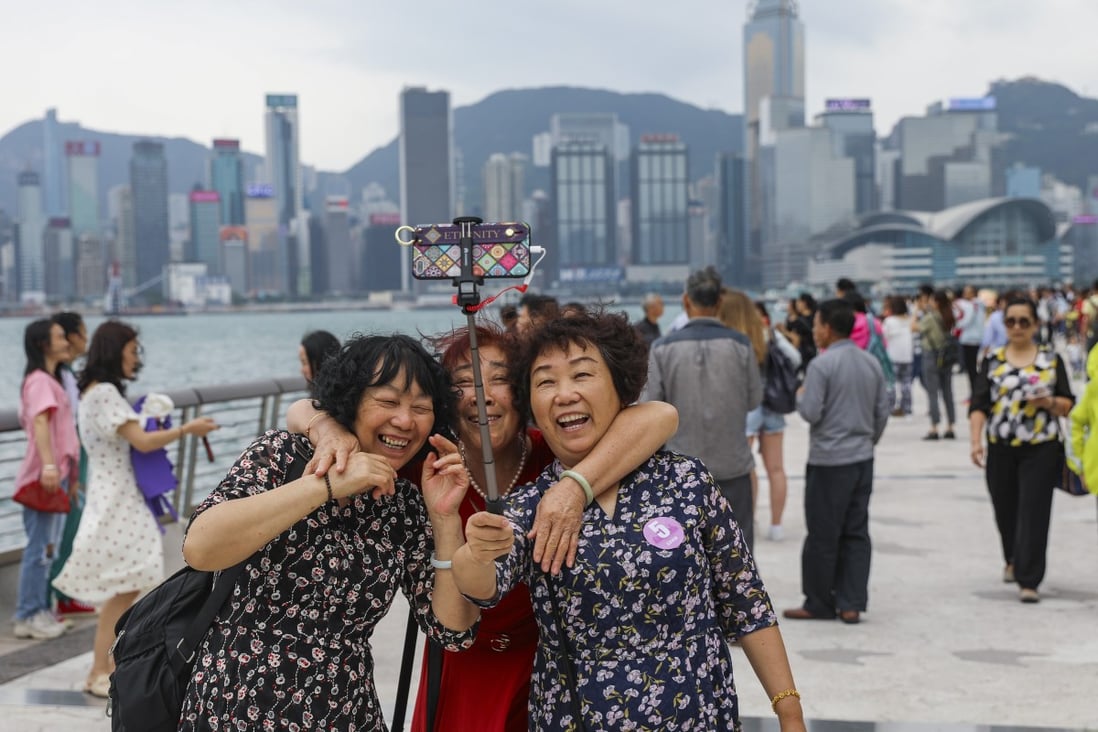 Mainland Chinese tourists visit the Avenue of Stars at Victoria Harbour in Tsim Sha Tsui, Hong Kong. Photo: Sam Tsang