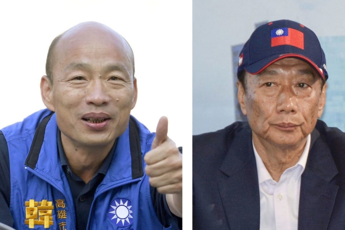 Analysts say Kuomintang candidate Han Kuo-yu (left) will have to mend fences with Foxconn founder Terry Gou. Photo: Kyodo