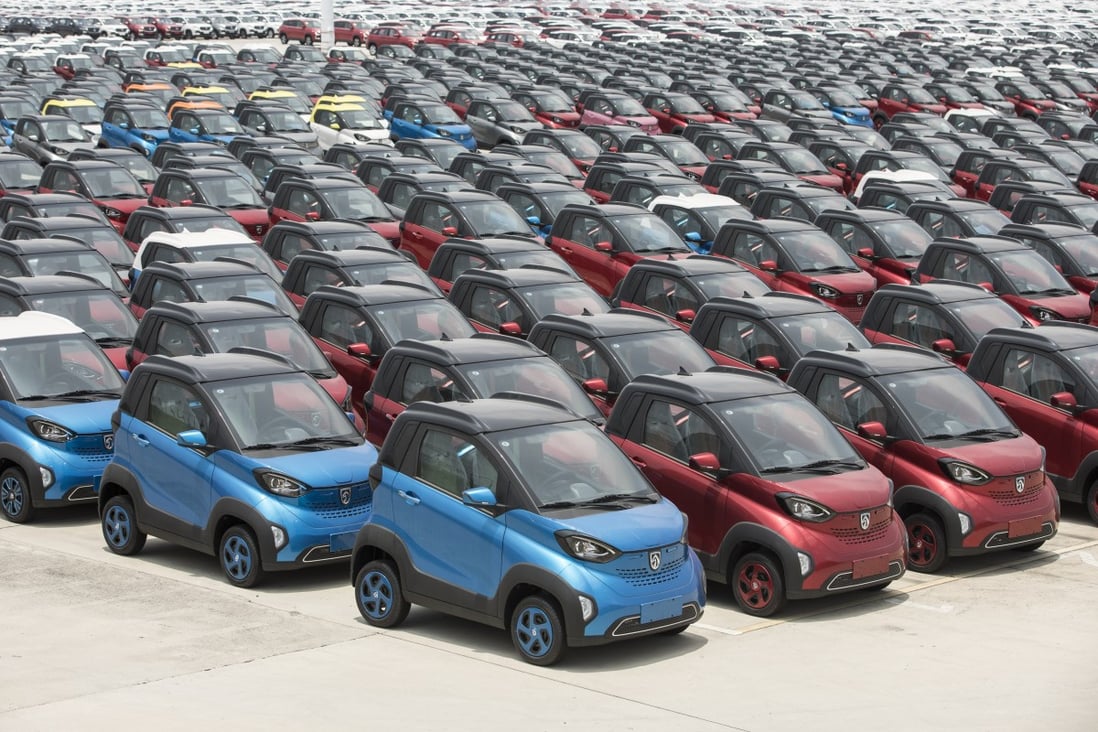 Electric vehicles in a car park of a manufacturing facility in China’s Guangxi province. Aside from electric vehicles, NIO Capital also focuses on autonomous driving and connected-vehicle technologies, as well as advanced manufacturing. Photo: Bloomberg