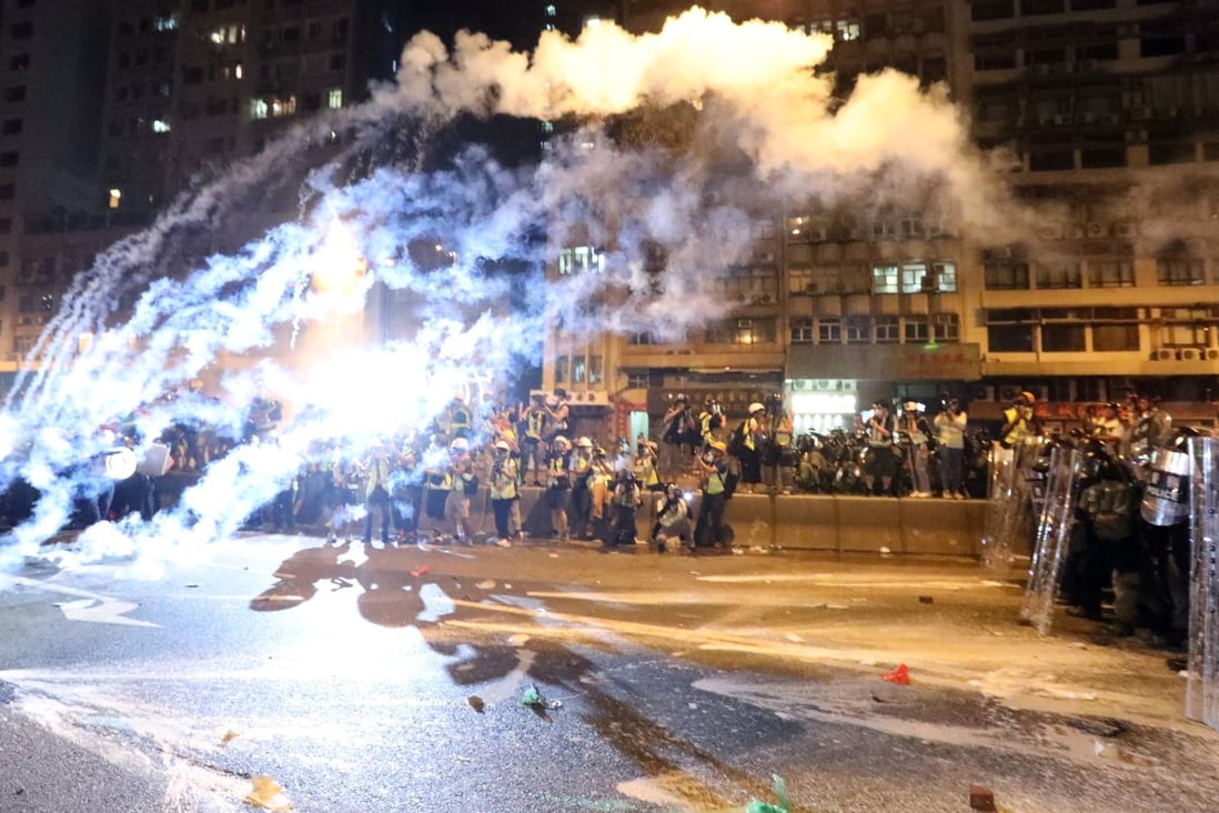 Tear gas is fired during a violent Hong Kong protest, which academic observers fear is the ‘new normal’ for law and order in the city. Photo: Felix Wong