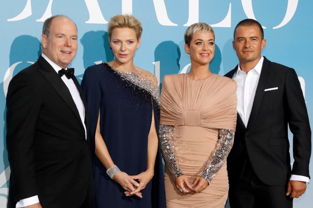 (From left) Prince Albert and Princess Charlene with singer Katy Perry and actor Orlando Bloom at the Monte Carlo Gala for the Global Ocean last September. Photo: Reuters