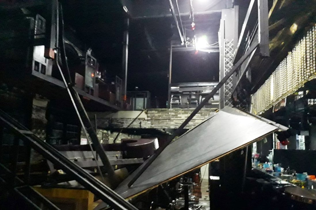 The upper deck area inside the Coyote Ugly nightclub in Gwangju collapsed at around 2am local time. Photo: AFP