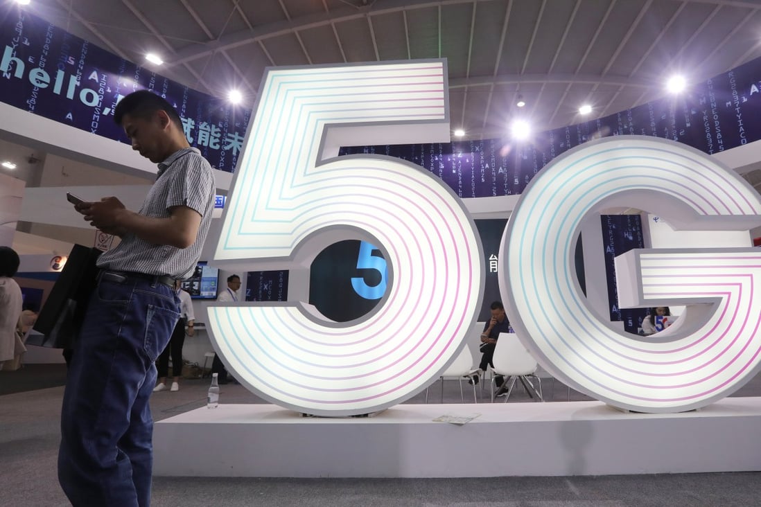 A 5G sign seen at the Tencent Global Digital Ecosystem Summit in Kunming, Yunnan province, China on May 23, 2019. Photo: Reuters