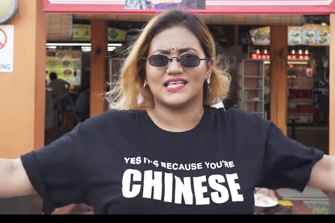 Preeti Nair appeared in the video wearing a T-shirt that read ‘yes it’s because you’re Chinese’. Photo: YouTube