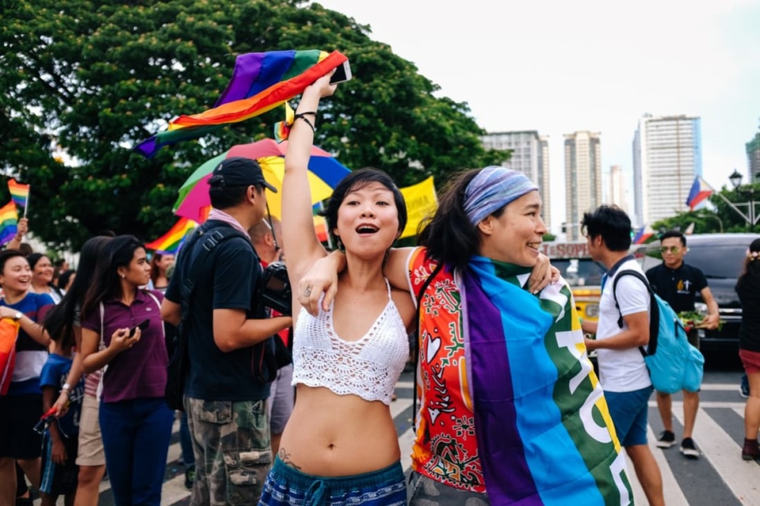 A same-sex couple joins Metro Manila Pride, the longest running pride march in Southeast Asia, in Manila in 2016. Intimate Strangers, a new collection of short stories, conveys what it’s like being LGBT in conservative Asia. Photo: Shutterstock