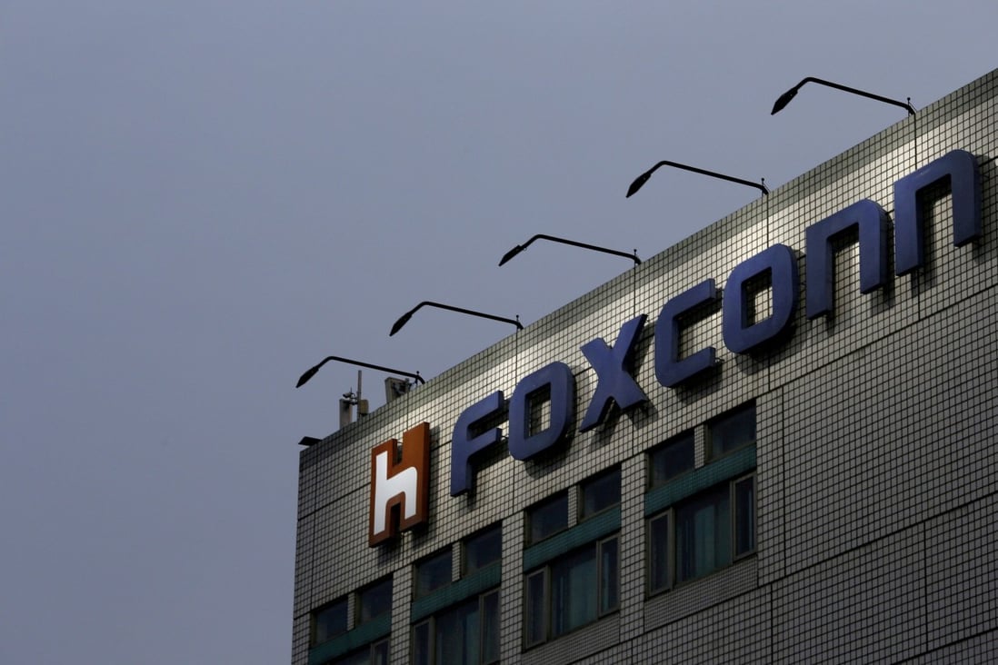 The Foxconn logo is displayed on top of the company's headquarters in New Taipei City in 2016. Photo: Reuters
