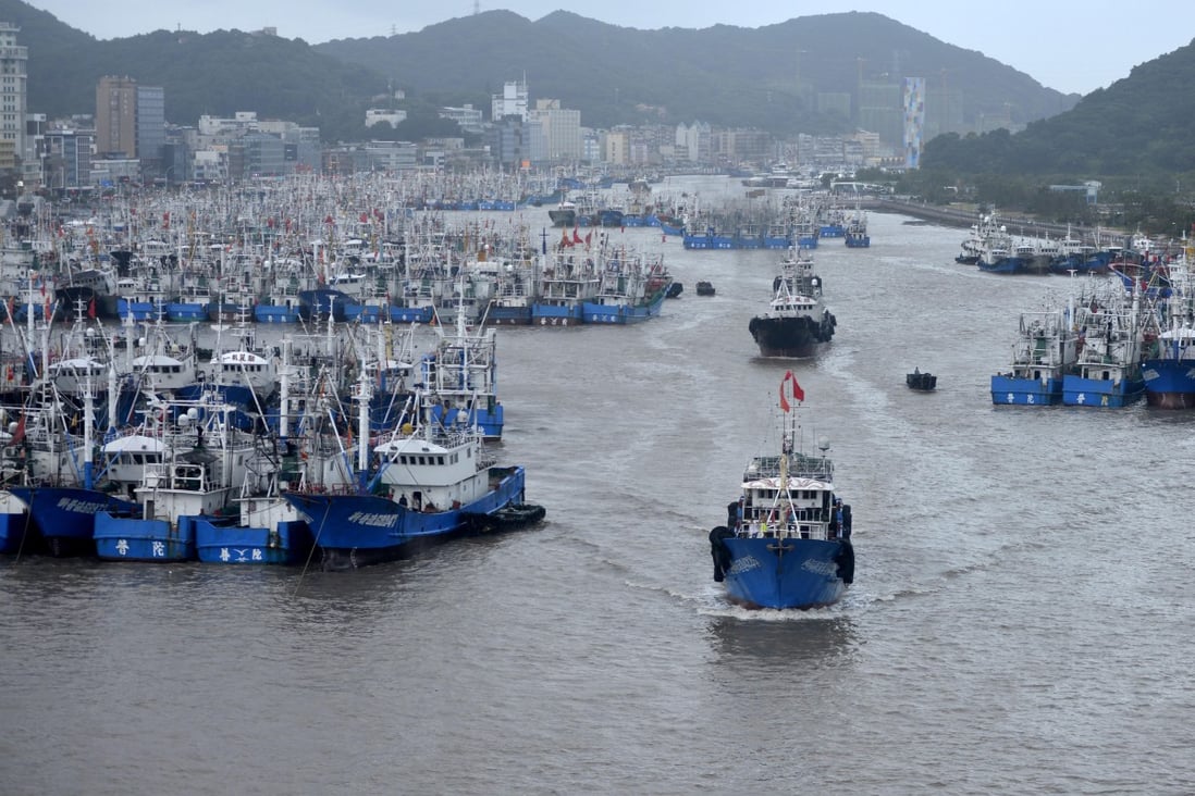 Ships return to harbour at Zhoushan in Zhejiang province as authorities warn of super typhoon Lekima’s approach. Photo: Xinhua