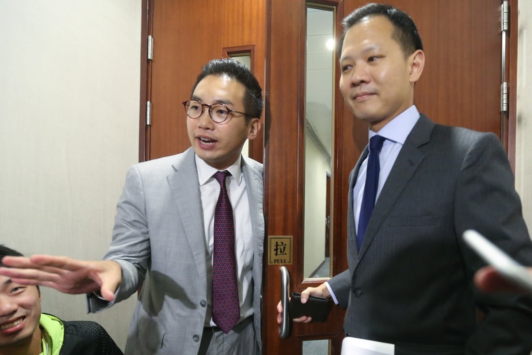 Alvin Yeung (left) and Dennis Kwok of the Civic Partyplan to fly to the United States this week for a meeting with politicians in Washington. Photo: K.Y. Cheng