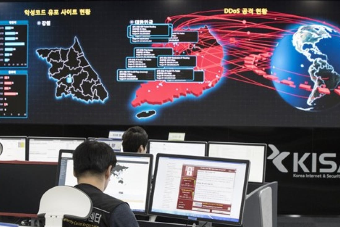Employees monitoring possible ransomware cyberattacks at the Korea Internet and Security Agency in Seoul, South Korea. Photo: AP