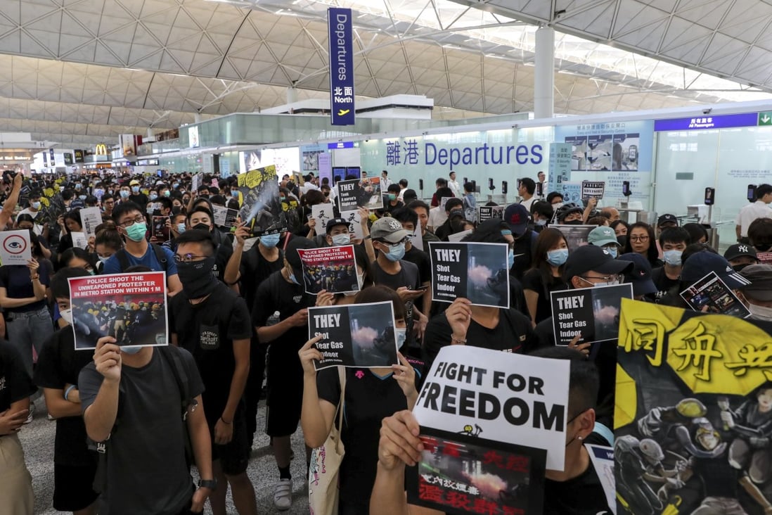 Hong Kong International Airport (HKIA) cancelled all remaining departures late on Tuesday afternoon for a second straight day. Photo: Sam Tsang