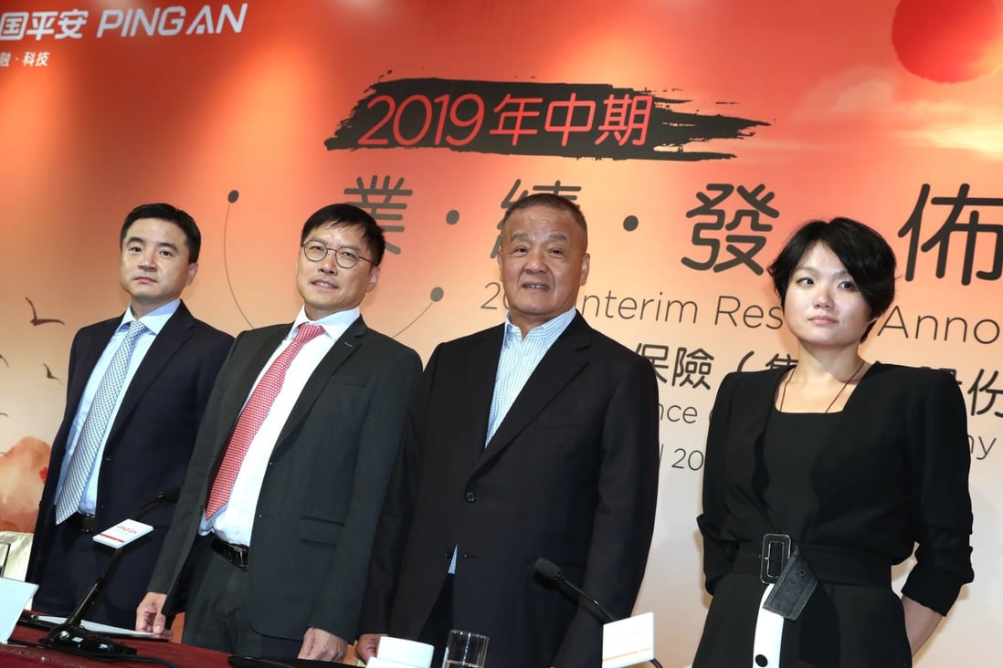(From left) Ping An Insurance (Group) CFO and chief actuary Jason Yao, co-CEO Lee Yuansiong, chairman and CEO Peter Ma Mingzhe and co-CEO Jessica Tan Sin-yin, at a press conference to discuss the company’s future plans, on Friday. Photo: Nora Tam