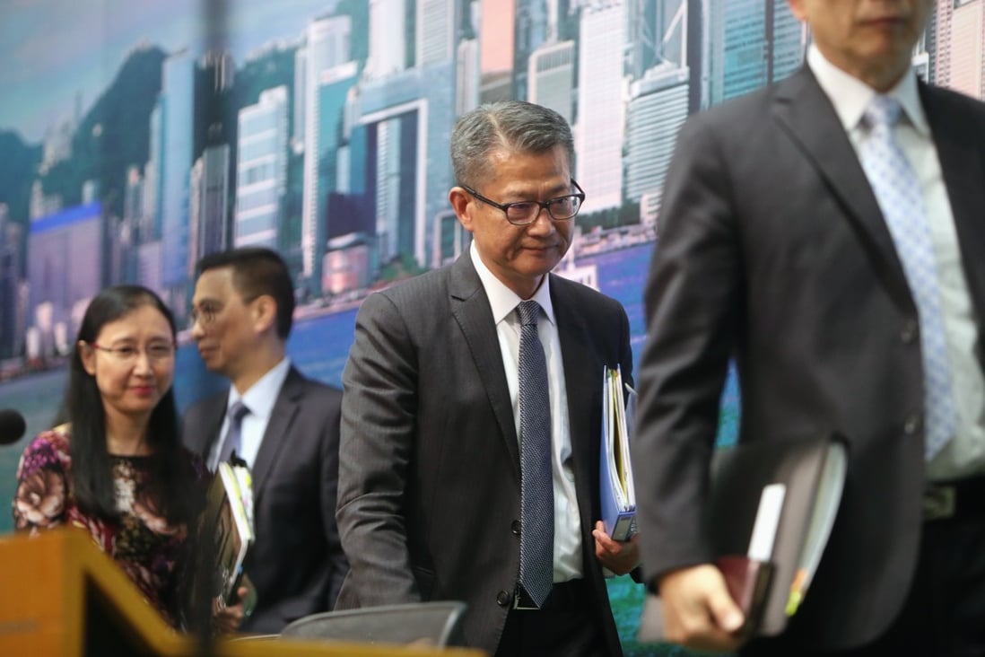 Financial Secretary Paul Chan after announcing the measures. Photo: Winson Wong