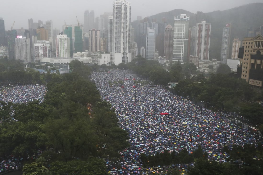 Despite being banned by police, a massive crowd turned out for Sunday’s protest in Causeway Bay. Organisers said 1.7 million people marched. Photo: Sam Tsang
