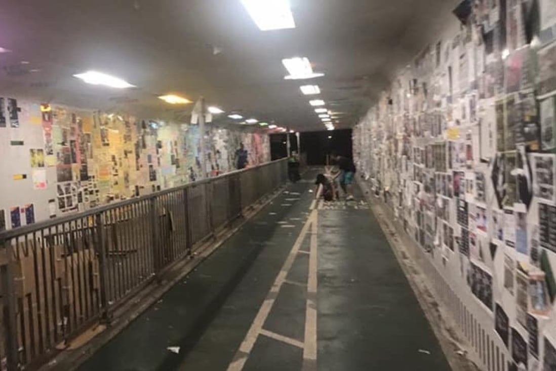 The tunnel in Tseung Kwan O where a Lennon Wall has appeared. Photo: Handout