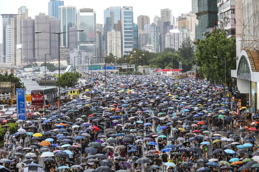 Anti-government protesters fill Victoria Park Road and Gloucester Road in Causeway Bay during last weekend’s rally. Photo: Dickson Lee