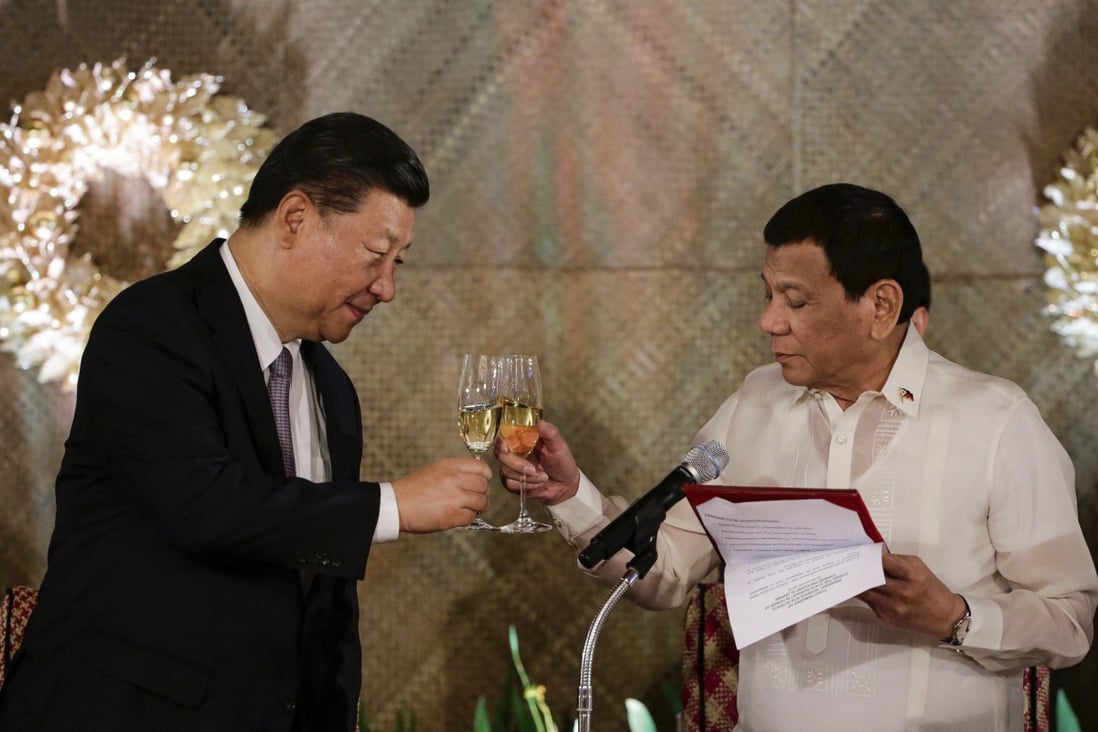 Philippine President Rodrigo Duterte (right) and Chinese President Xi Jinping are expected to meet again when Duterte makes his fifth trip to Beijing next week. Photo: AP
