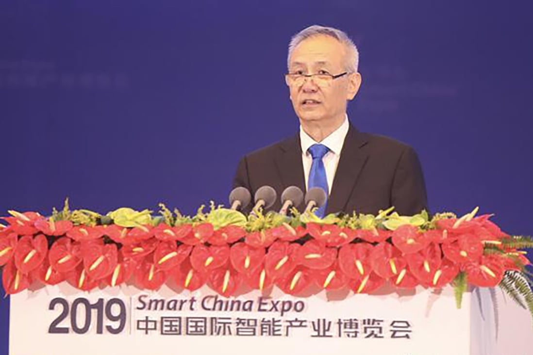 China’s Vice-Premier Liu He gave his speech at the Smart China Expo in Chongqing on Monday. Photo: Weibo