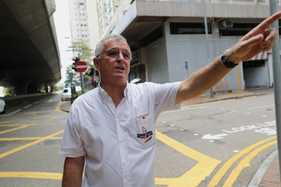 Jan Bochenski recalls his arrest in Sai Wan as he stood on the street. Photo: Edward Wong