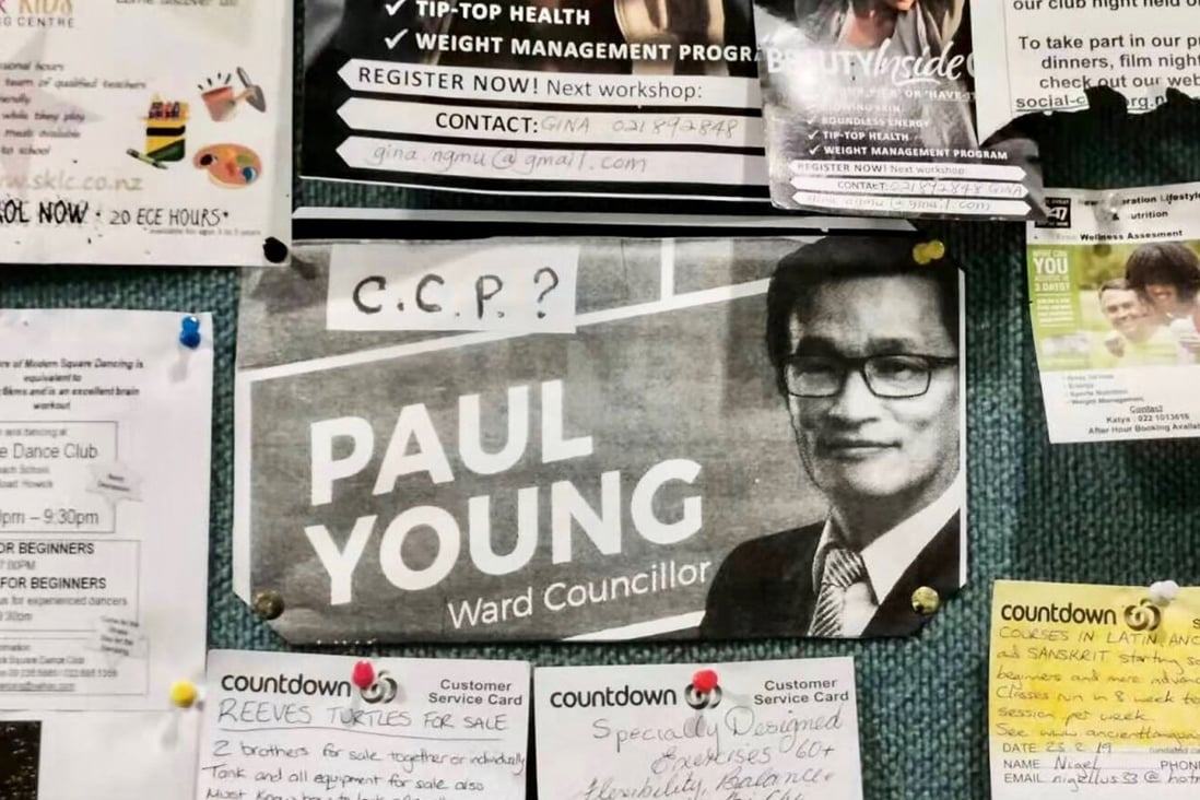 A flyer showing an image of councillor Paul Young and the initials of the Chinese Communist Party CCP. Photo: Handout/NZME
