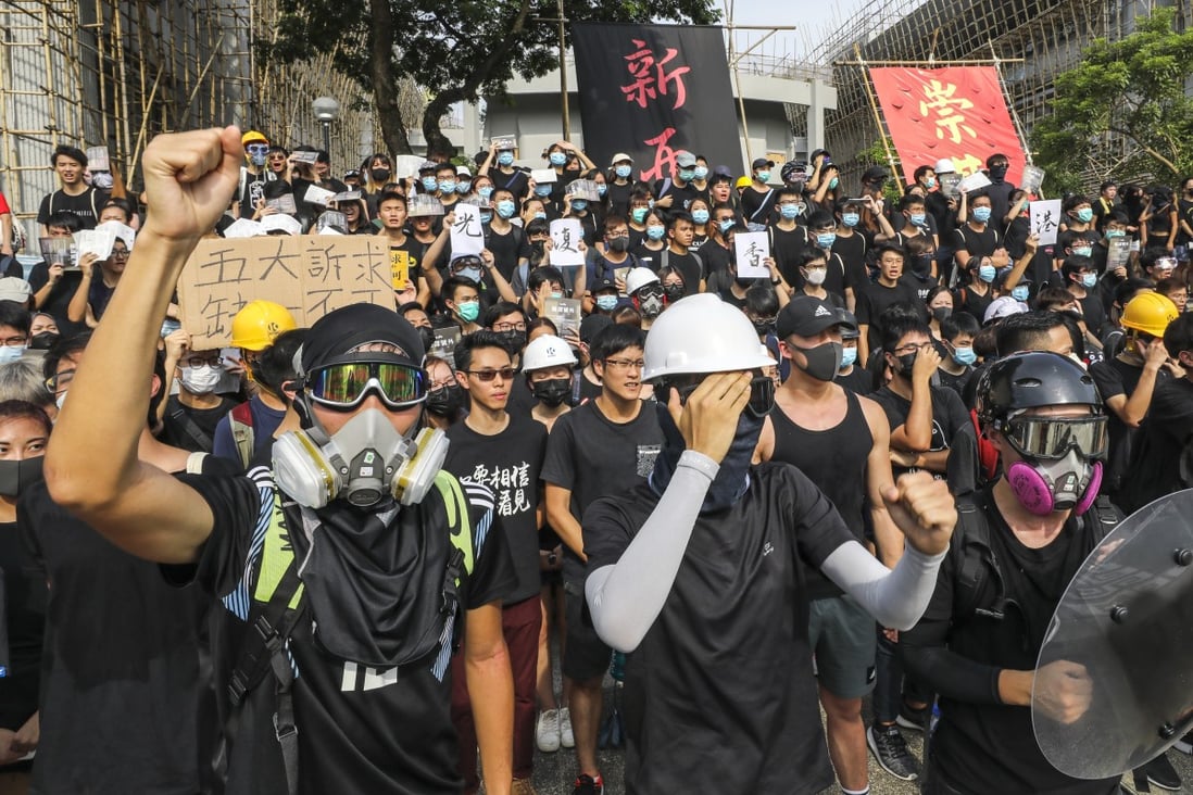 Students at Chinese University hold a protest to call for the September 2 boycott. Photo: Dickson Lee