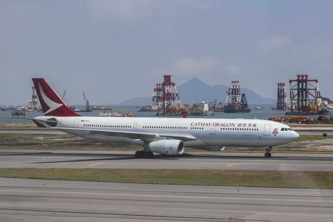 The Cathay Dragon plane was parked at remote stand when its oxygen bottles were depressurised. Photo: Roy Issa