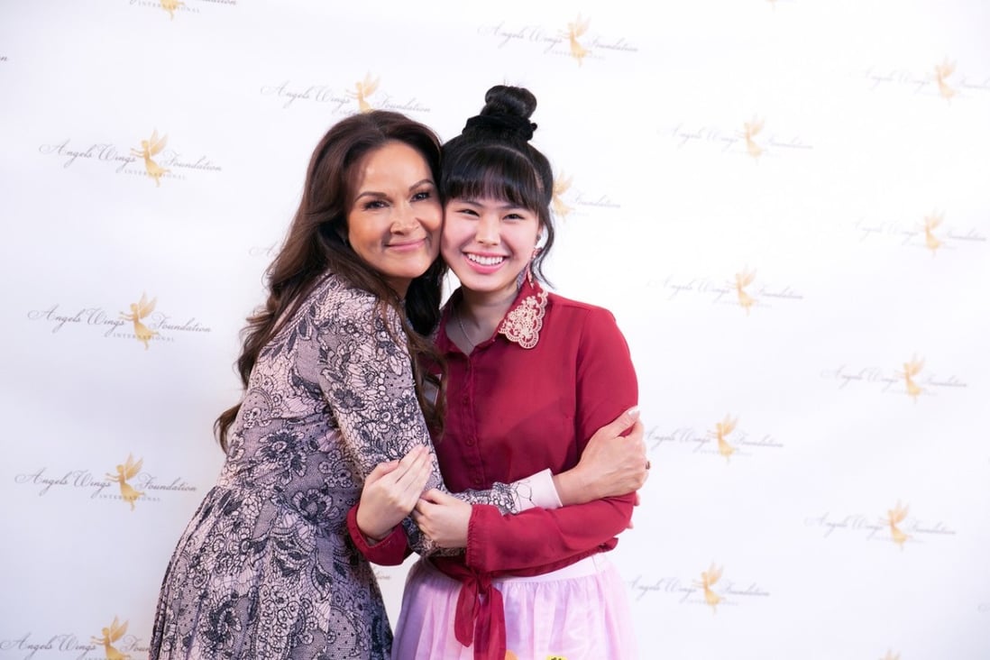 Bui Simon (left) with one of the recipients of her scholarship fund at an endowment event in Beverly Hills, California, in July.
