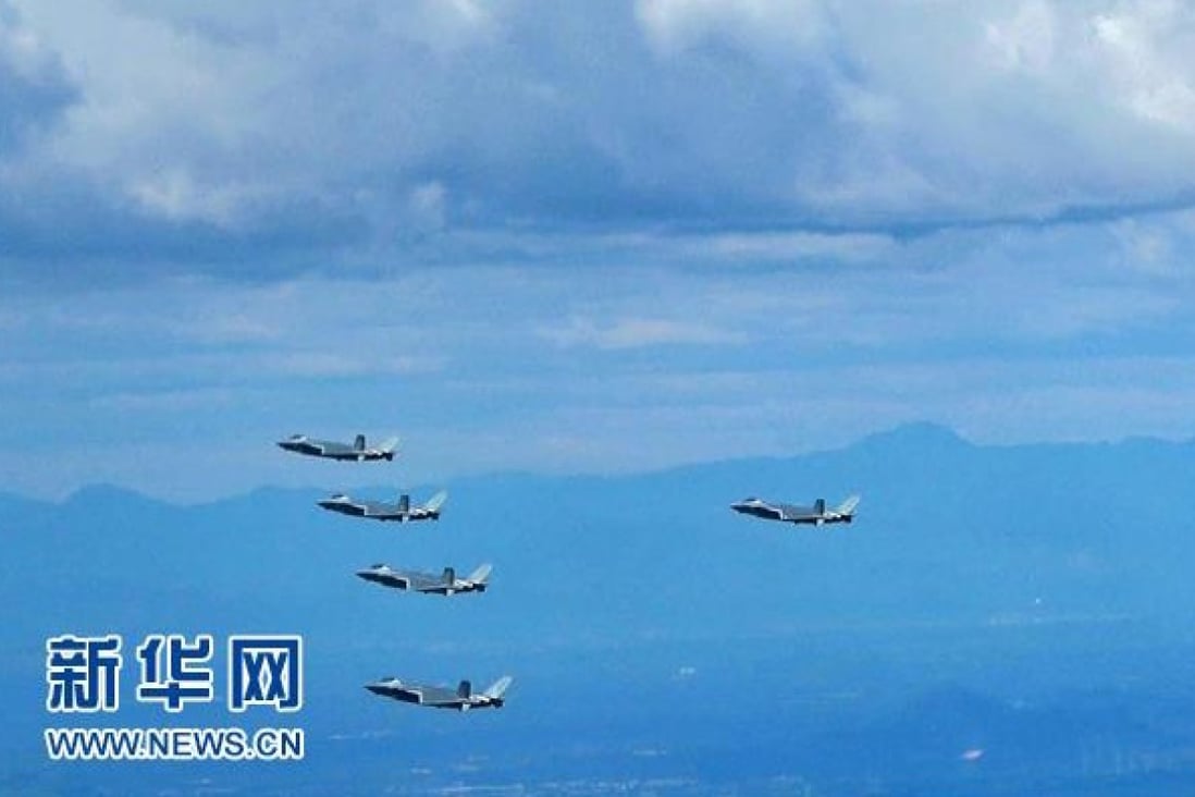 The People’s Liberation Army Air Force released video of a flight of several J-20 jets, suggesting China’s fifth-generation stealth fighter is in mass production. Photo: Xinhua